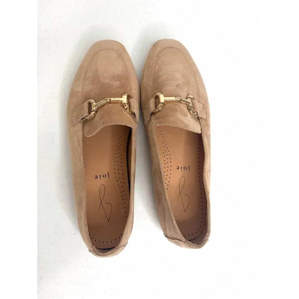 Joie Suede Horsebit Loafers Women's Sz 7.5 Tan Classic Chic Preppy Career